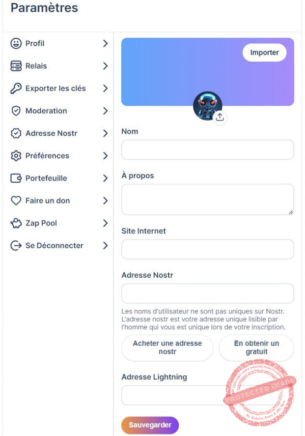 Configuration du profile sur Nostr