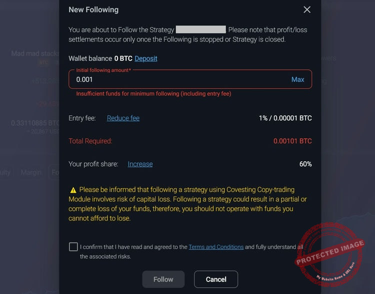Pour finaliser le Follow sur le Copy-trading