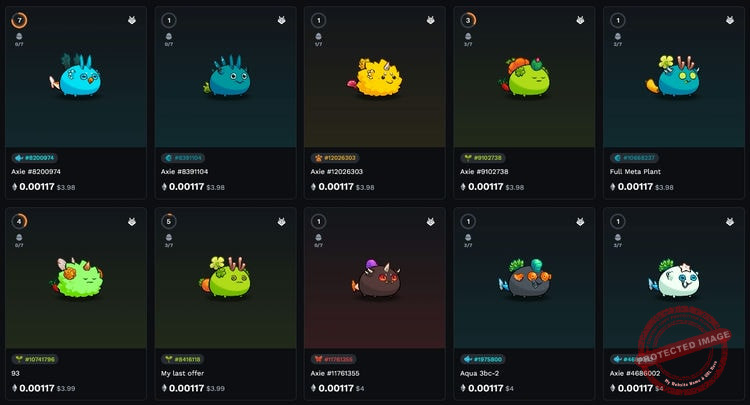 Exemple de NFT à acheter pour jouer à Axie Infinity et intégrer son metaverse