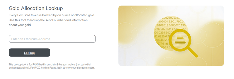 Grâce à l'outil présent sur le site, vous pouvez vérifier les informations à propos de l'or que vous détenez via le jeton PAX Gold