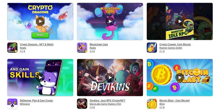 Quelques jeux play-to-earn crypto