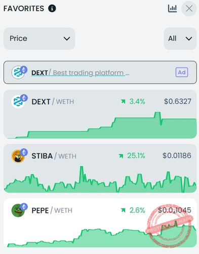 La section favoris permet de surveiller vos cryptos préférées en un coup d'œil
