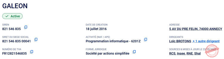 Galeon : Une entreprise française basée à Annecy