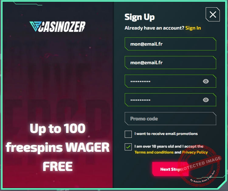 Inscription sur Casinozer : Première étape