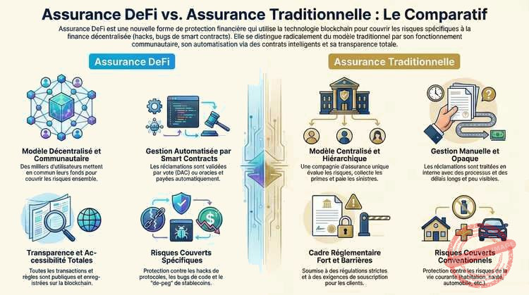 Comparatif assurance DeFi vs assurance traditionnelle en un clin d’œil