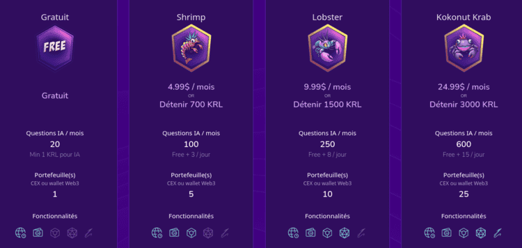 Le pricing pour utiliser les fonctionnalités d’analyses sur Kryll.io